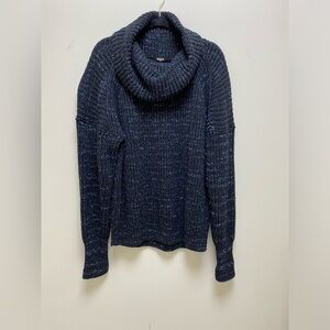 Free People NWT Cable Knit Cowl Neck Sweater Black Specked XS